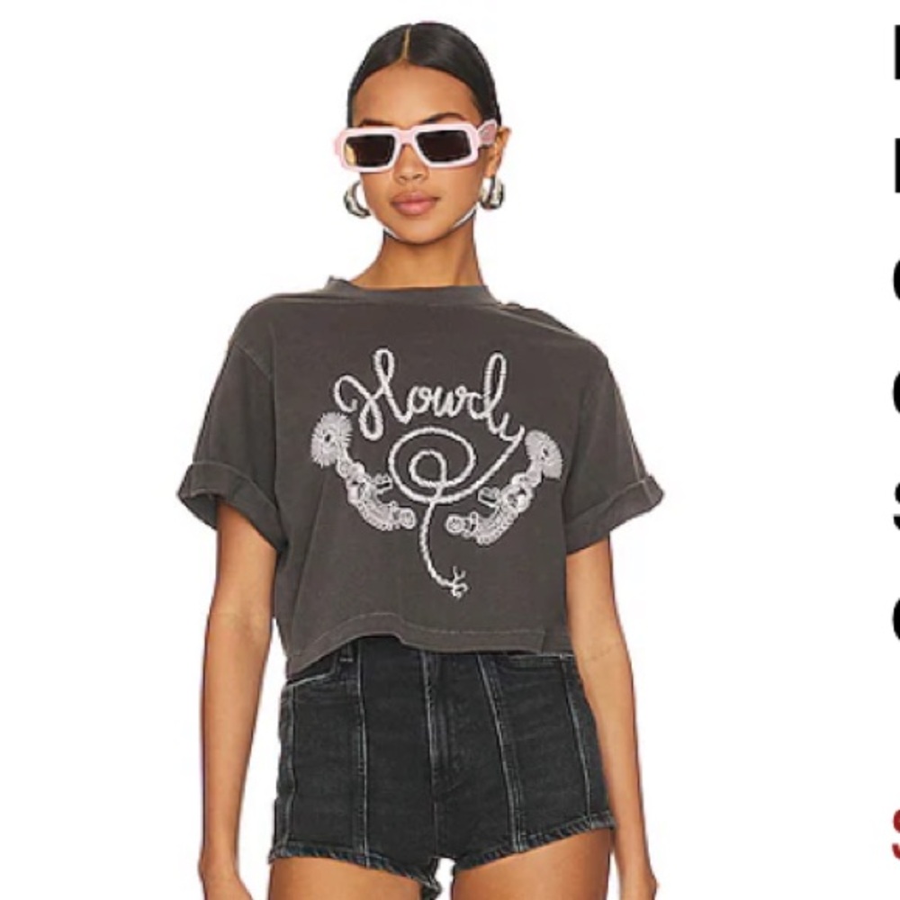 HOWDY CROP BOYFRIEND TEE IN VINTAGE BLACK